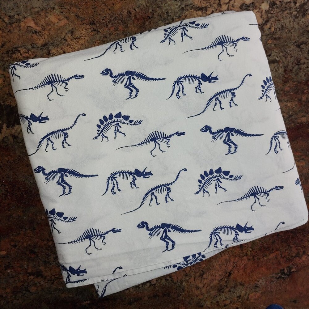 Crate & Kids Flat Dino Bones Cotton Bed Sheet 79x93"